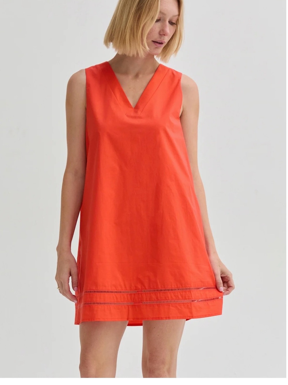 Reece Lattice Trim Poplin Mini Dress by Crescent Size L